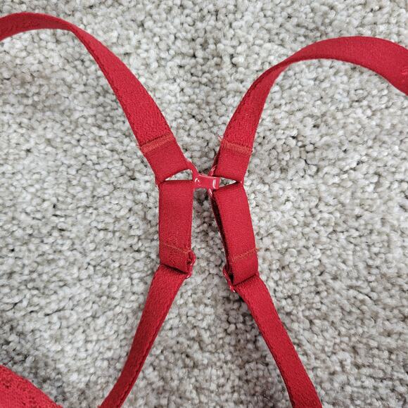 Aerie Everyday Comfort Bra Womens 34B Red Lace Padded Convertible Racerback - Picture 11 of 11